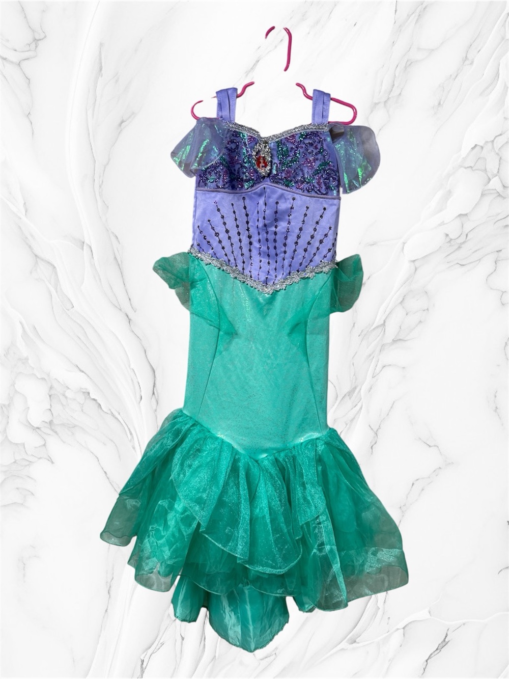 Girls Mermaid Princess Costume Dress in Purple and Teal small 4-6X